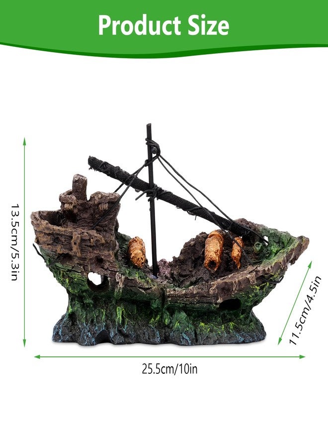 Hygger CO2 Big Ship Aquarium Decoration Resin - Large Weathered Sunken Shipwreck with Small Hole,Centerpiece for Fish Tank - Approx. 10" L x 4.5" W x 5.3" H(Big Ship) - Image 3